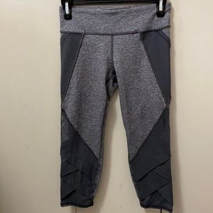 Ivivva Grey & Grey Mesh Crop Exercise Pants